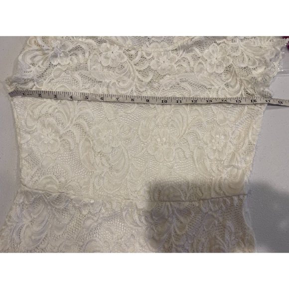ODCOCD Womens Lace Sheath Mini Dress Cap Sleeve Crew Neck White Size Medium - Picture 5 of 8